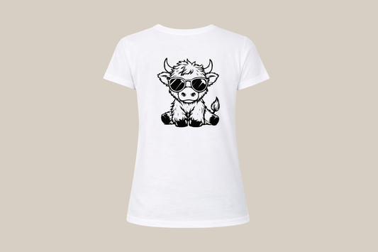 T-Shirt Dames Koe zwart/wit