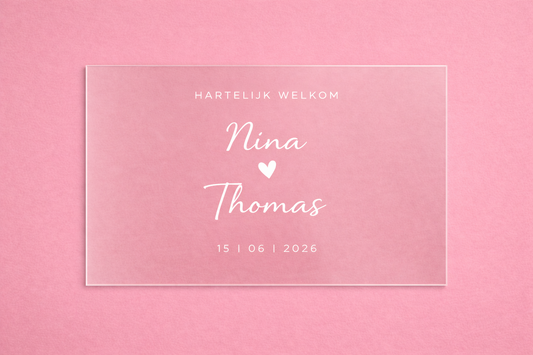 Welkomstbord Bruiloft Rechthoek Acryl