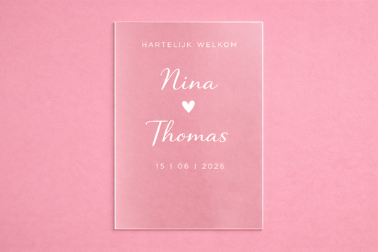 Welkomstbord Bruiloft Portret Acryl