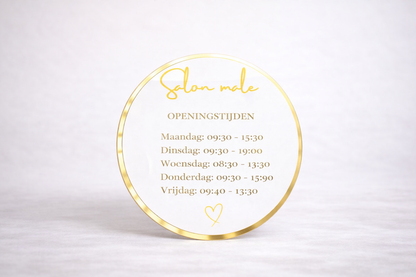 Acryl openingstijdenbord – rond