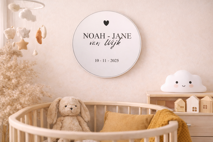 Ronde Geboortespiegel met eigen naam