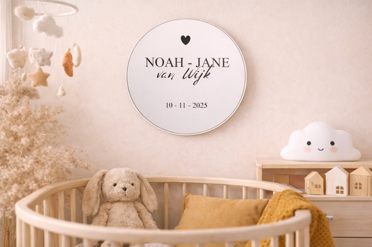 Ronde Geboortespiegel met eigen naam
