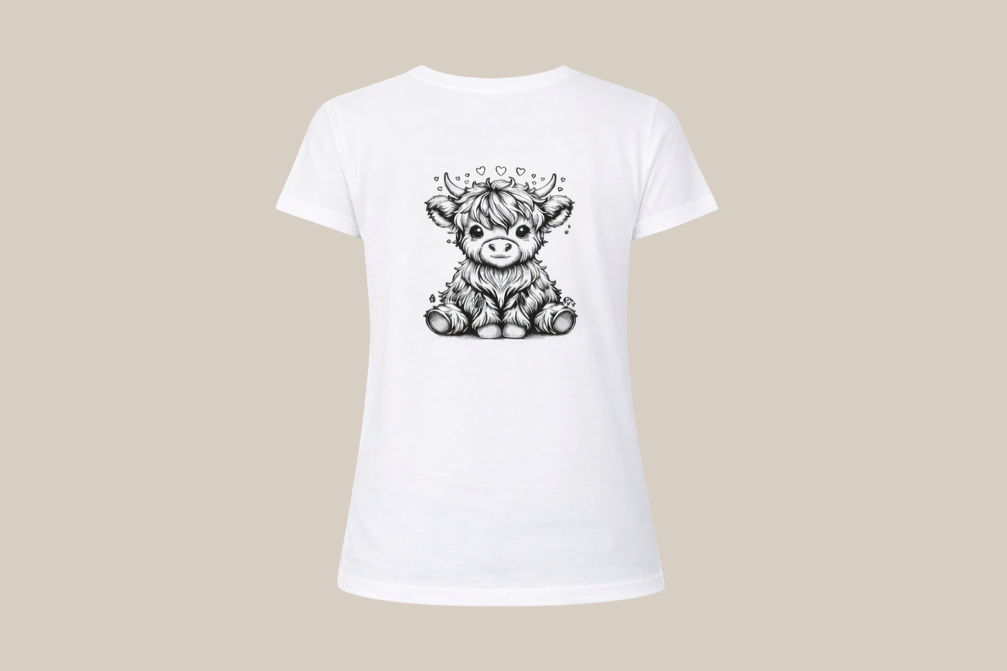 T-Shirt Dames Koe zwart/wit